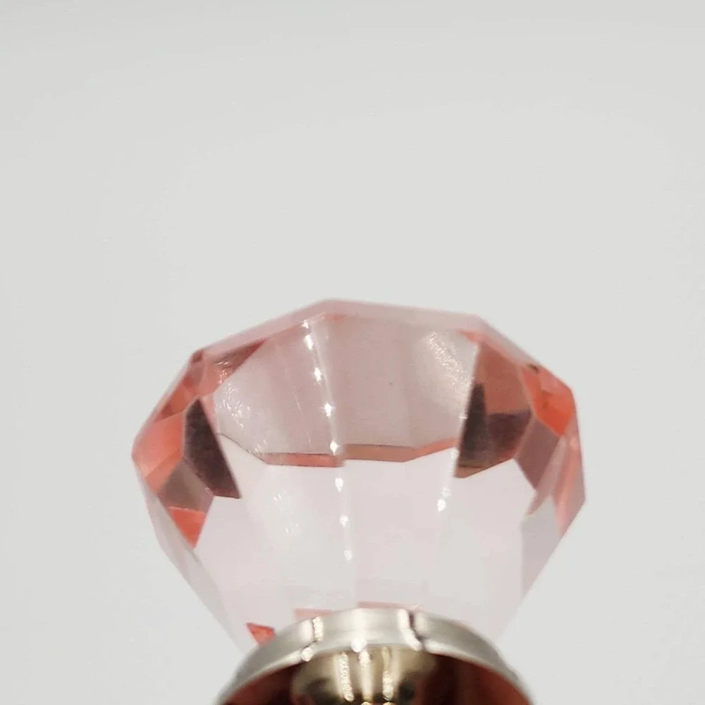 Vintage Oversized Pink Faceted Glass Diamond Wine Bottle Stopper Gem Cut